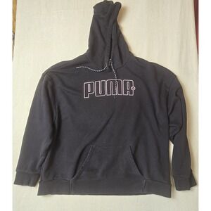PUMA Hoodie Women's XL Black Pullover Sweatshirt Fleece Logo Athletic Casual